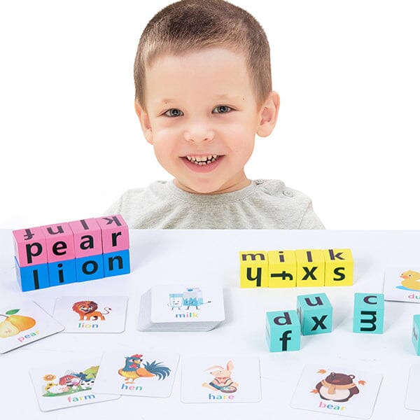Early Learner Wooden Letter Matching & Spelling Set with Cards and Puzzles
