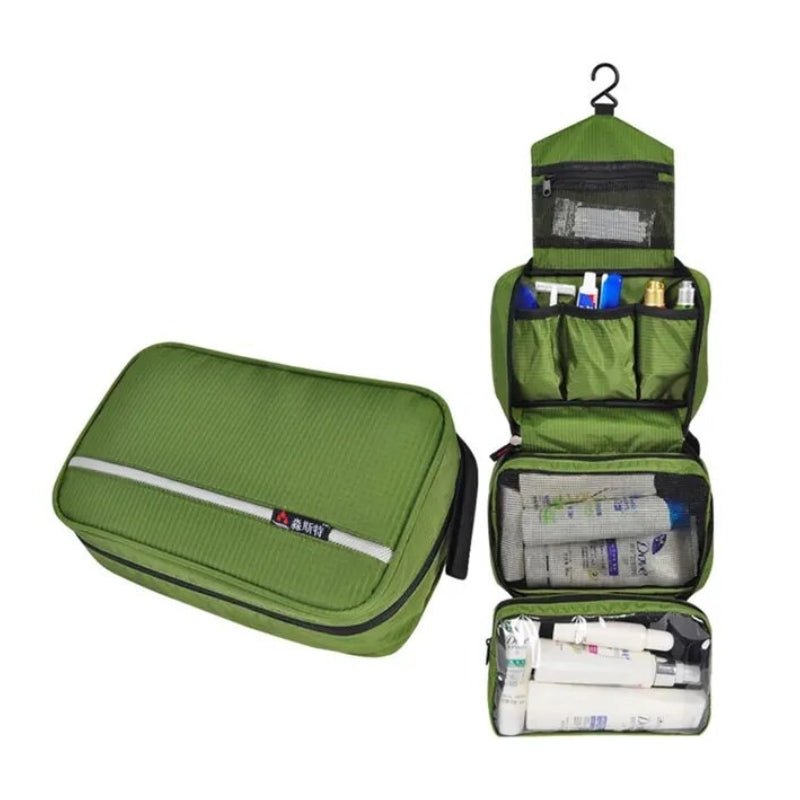 Hanging Travel Toiletry Organizer Bag with Metal Hook, Water-Resistant, Foldable, 24x15x10 cm