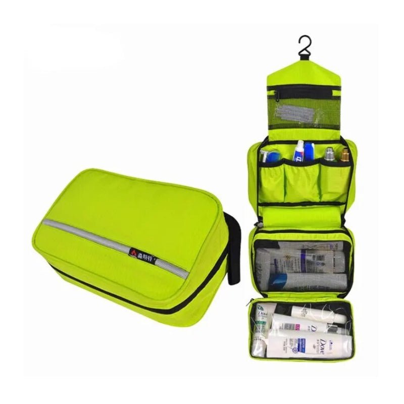 Hanging Travel Toiletry Organizer Bag with Metal Hook, Water-Resistant, Foldable, 24x15x10 cm