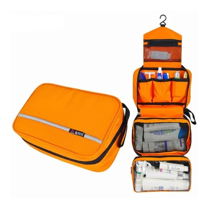 Hanging Travel Toiletry Organizer Bag with Metal Hook, Water-Resistant, Foldable, 24x15x10 cm