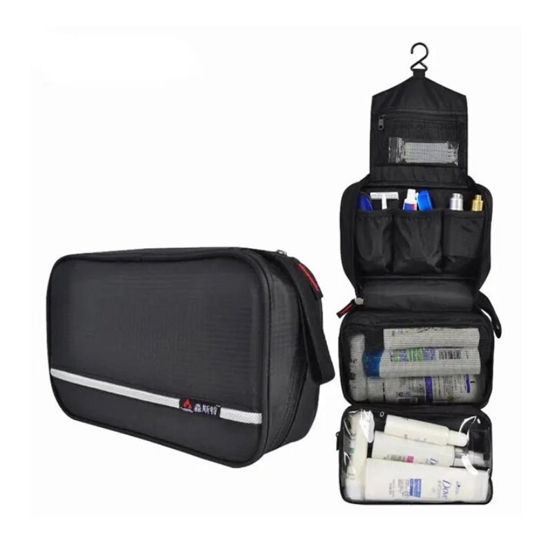 Hanging Travel Toiletry Organizer Bag with Metal Hook, Water-Resistant, Foldable, 24x15x10 cm