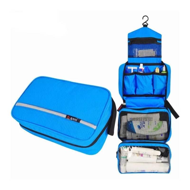 Hanging Travel Toiletry Organizer Bag with Metal Hook, Water-Resistant, Foldable, 24x15x10 cm