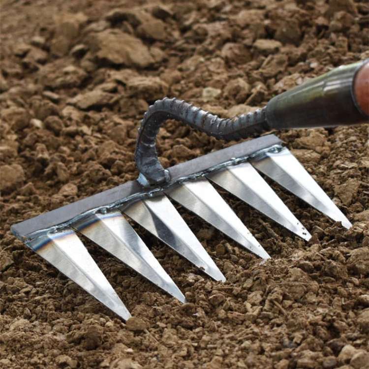 RootMaster Stainless Steel Garden Weeding Rake for Soil Cultivation