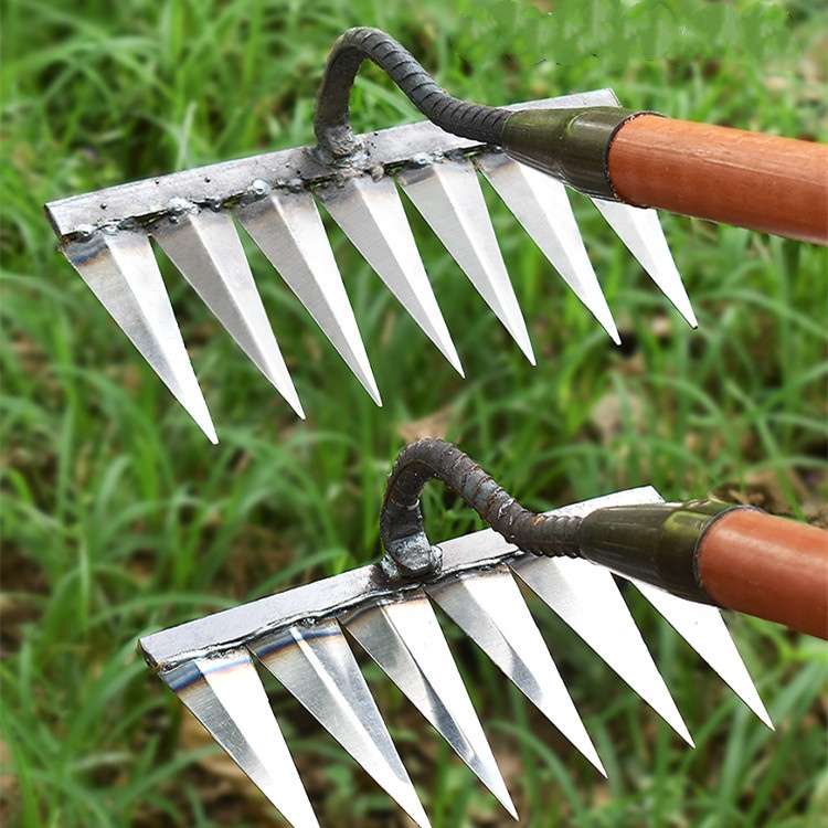 RootMaster Stainless Steel Garden Weeding Rake for Soil Cultivation