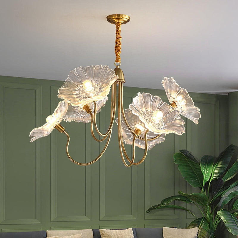 LotusDoré Suspension Elegant Floral Glass Light