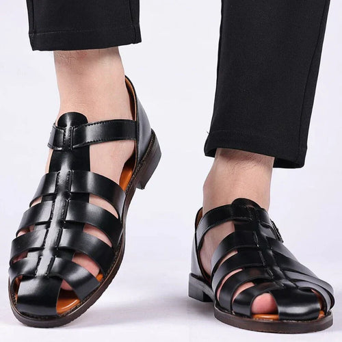 Ashmont Leather Look Sandals for Men Adjustable Summer Comfort Shoes