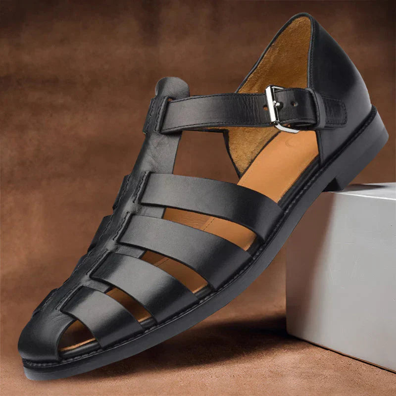 Ashmont Leather Look Sandals for Men Adjustable Summer Comfort Shoes