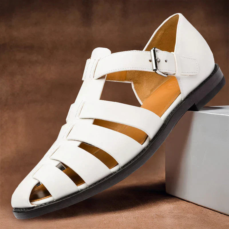 Ashmont Leather Look Sandals for Men Adjustable Summer Comfort Shoes