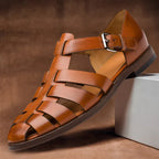 Ashmont Leather Look Sandals for Men Adjustable Summer Comfort Shoes