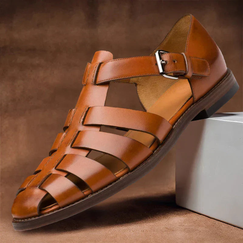 Ashmont Leather Look Sandals for Men Adjustable Summer Comfort Shoes