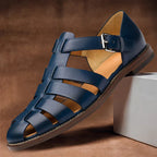 Ashmont Leather Look Sandals for Men Adjustable Summer Comfort Shoes