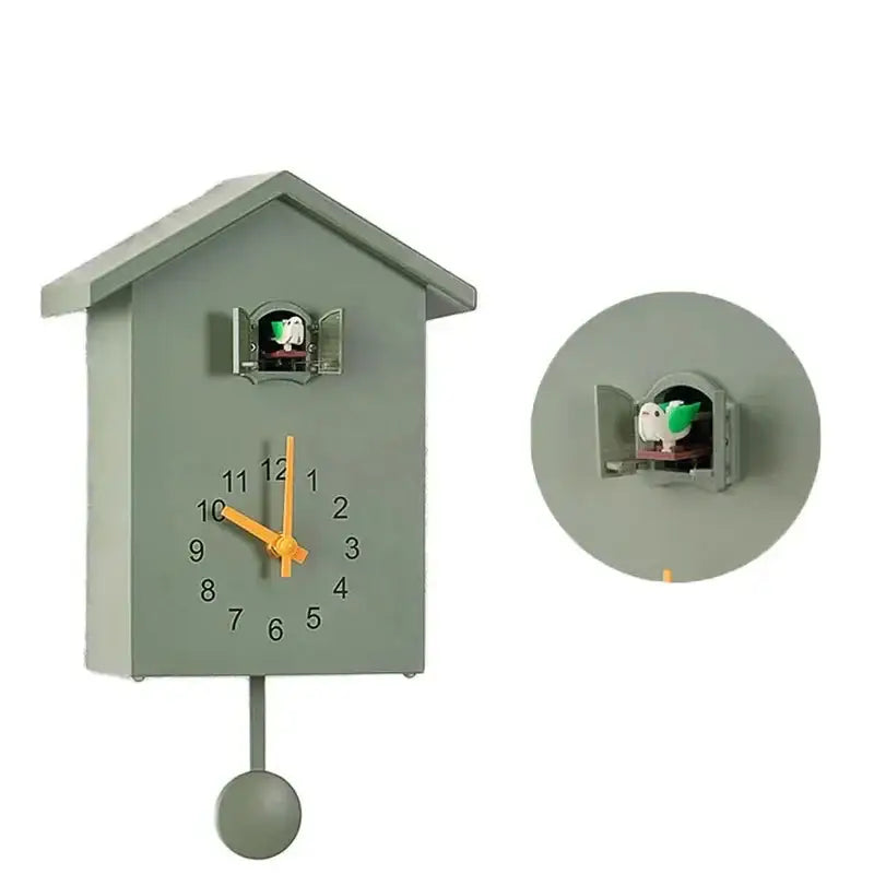 Classic House Cuckoo Wall Clock with Auto Night Mode and Pendulum