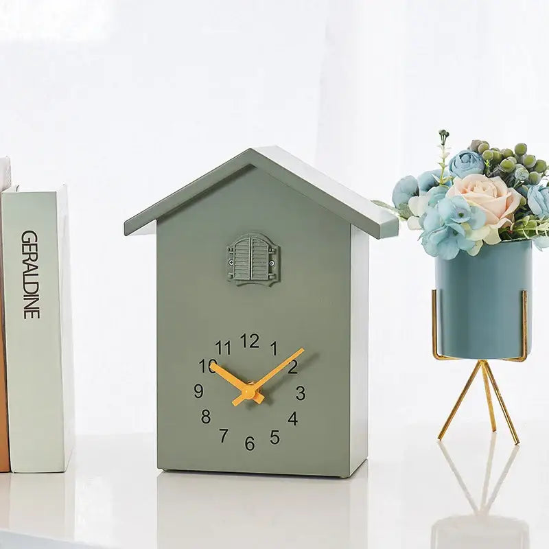 Classic House Cuckoo Wall Clock with Auto Night Mode and Pendulum