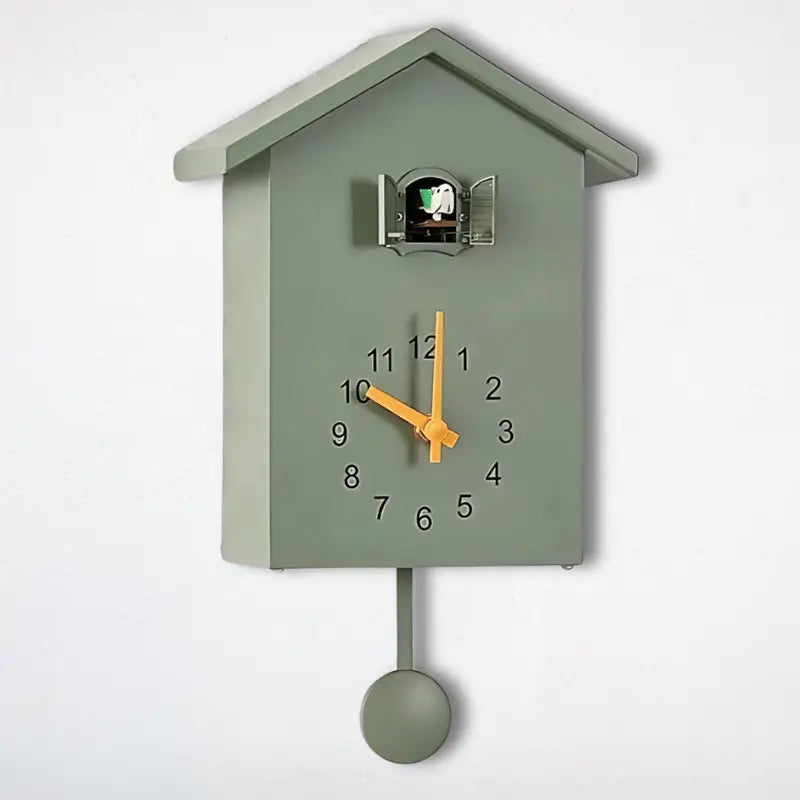 Classic House Cuckoo Wall Clock with Auto Night Mode and Pendulum