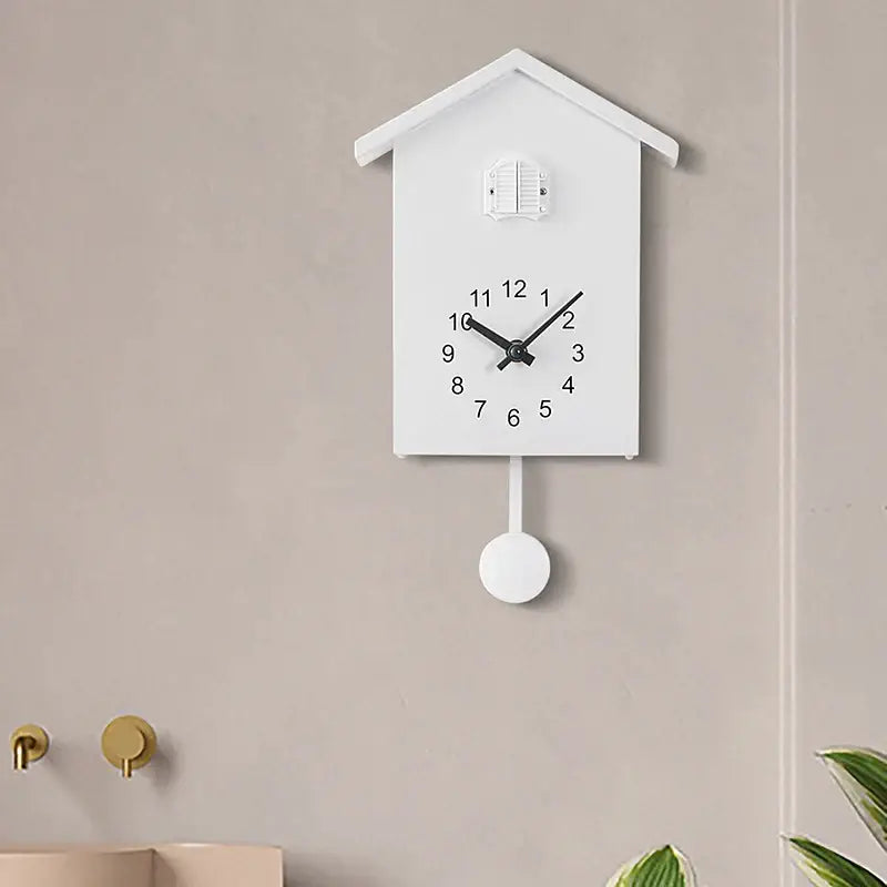Classic House Cuckoo Wall Clock with Auto Night Mode and Pendulum
