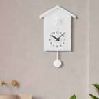 Classic House Cuckoo Wall Clock with Auto Night Mode and Pendulum