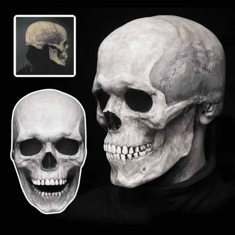 Articulated Skull Face Mask with Movable Jaw - Halloween & Cosplay Costume Accessory