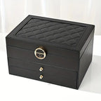 LuxeNest 3-Layer Leather Jewellery Storage Box with Organiser