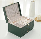 LuxeNest 3-Layer Leather Jewellery Storage Box with Organiser