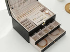 LuxeNest 3-Layer Leather Jewellery Storage Box with Organiser