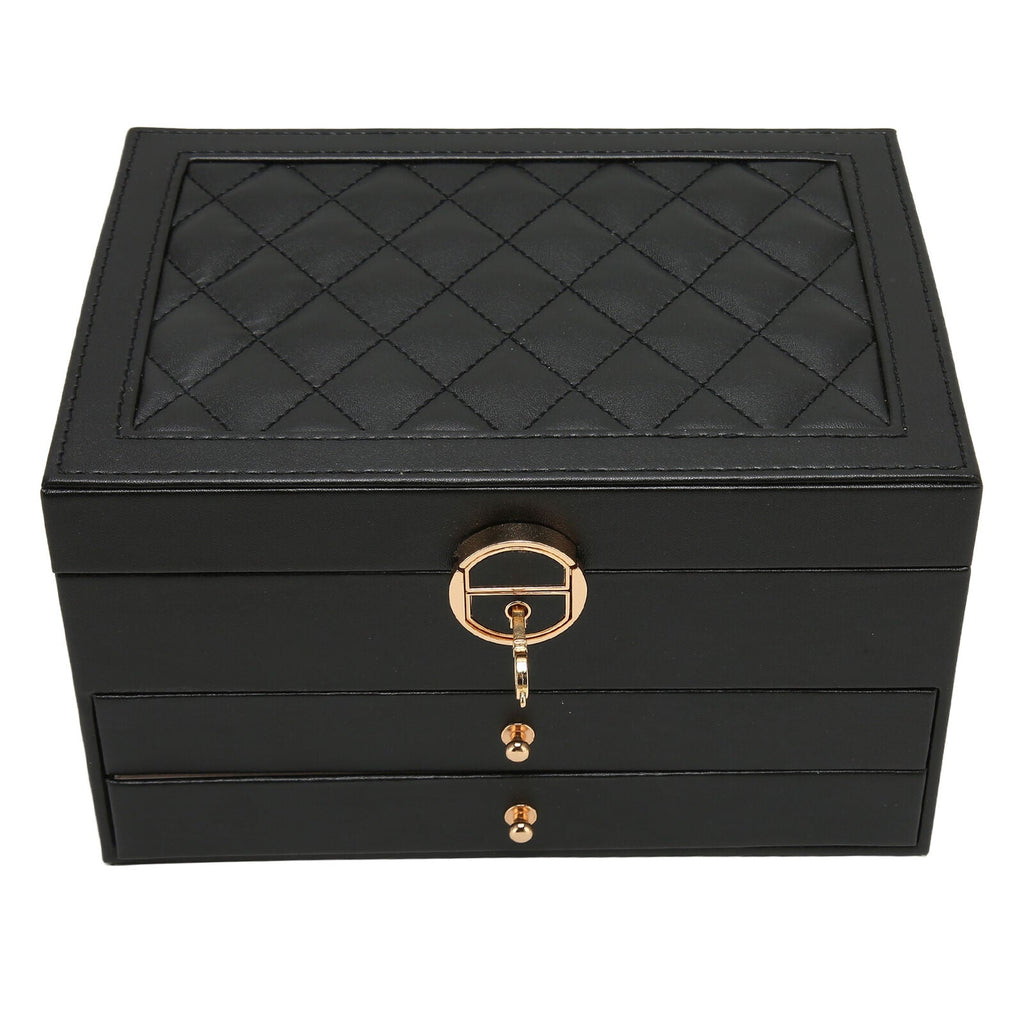 LuxeNest 3-Layer Leather Jewellery Storage Box with Organiser