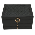LuxeNest 3-Layer Leather Jewellery Storage Box with Organiser
