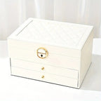 LuxeNest 3-Layer Leather Jewellery Storage Box with Organiser