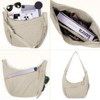 Crescent Nylon Crossbody Hobo Bag - Medium Slouchy Shoulder Purse