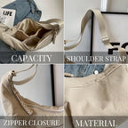 Crescent Nylon Crossbody Hobo Bag - Medium Slouchy Shoulder Purse