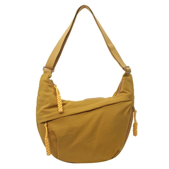 Crescent Nylon Crossbody Hobo Bag - Medium Slouchy Shoulder Purse
