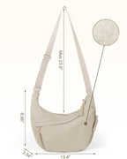 Crescent Nylon Crossbody Hobo Bag - Medium Slouchy Shoulder Purse