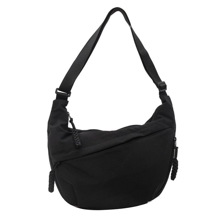 Crescent Nylon Crossbody Hobo Bag - Medium Slouchy Shoulder Purse
