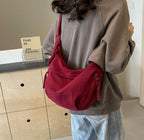 Crescent Nylon Crossbody Hobo Bag - Medium Slouchy Shoulder Purse
