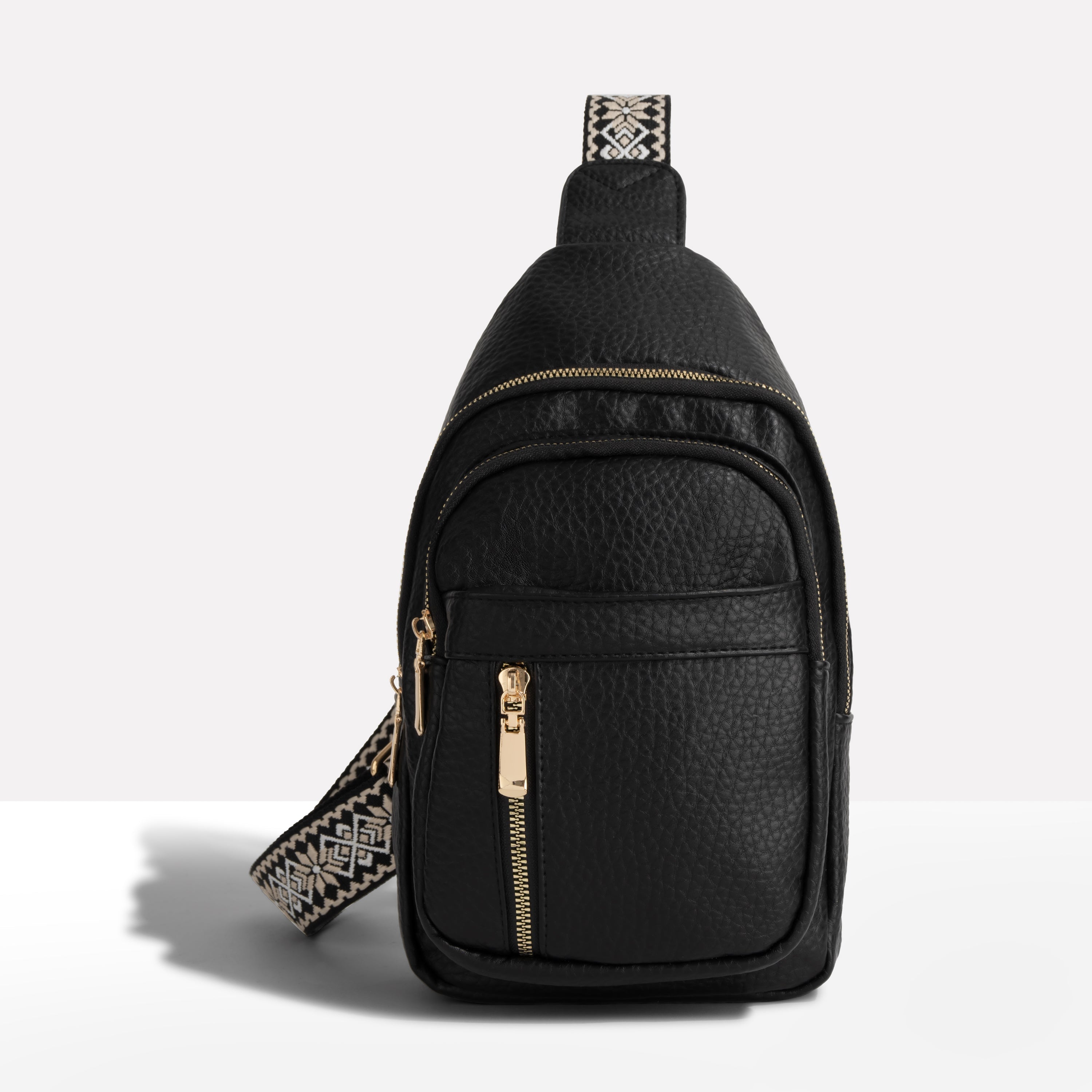 Secure Bohemian Chest Sling Bag - Patterned Strap Women's Crossbody