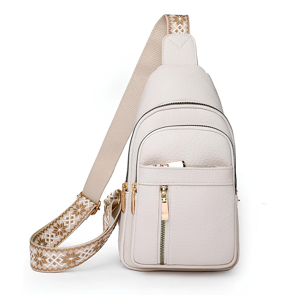 Secure Bohemian Chest Sling Bag - Patterned Strap Women's Crossbody