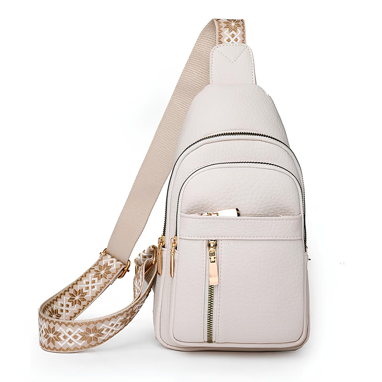 Secure Bohemian Chest Sling Bag - Patterned Strap Women's Crossbody