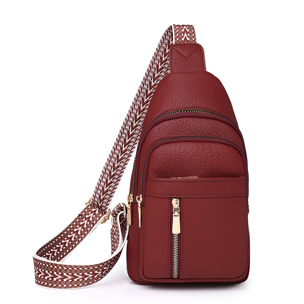 Secure Bohemian Chest Sling Bag - Patterned Strap Women's Crossbody