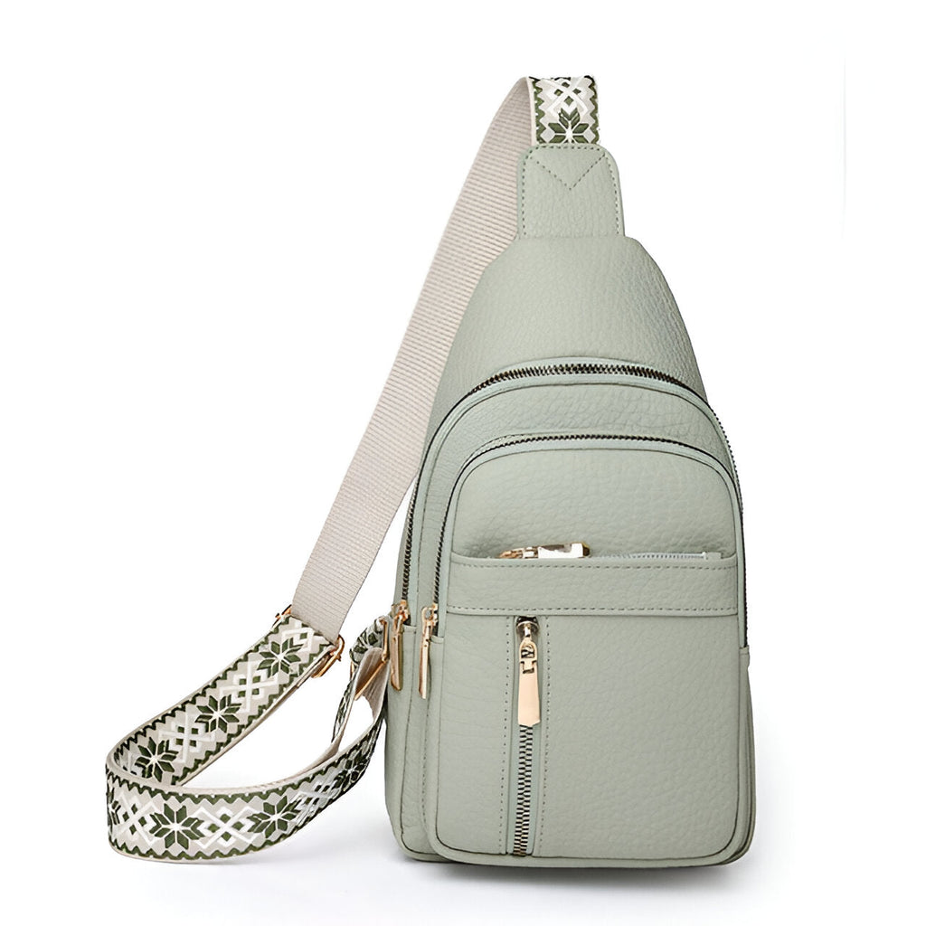 Secure Bohemian Chest Sling Bag - Patterned Strap Women's Crossbody