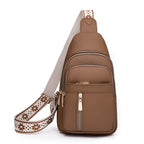 Secure Bohemian Chest Sling Bag - Patterned Strap Women's Crossbody