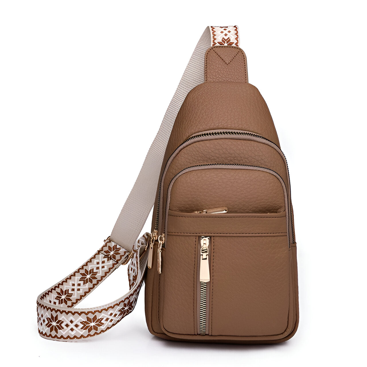 Secure Bohemian Chest Sling Bag - Patterned Strap Women's Crossbody