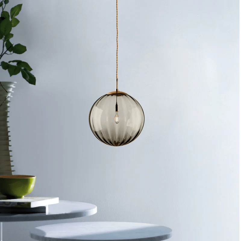 Veralya Lustre Boule en Verre Fumé Design Scandinave Moderne