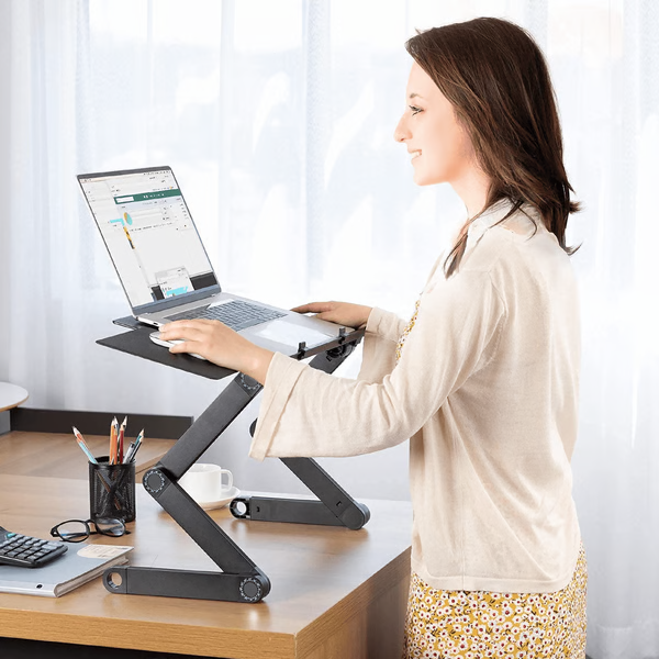Premium Adjustable Aluminum Laptop Stand with 360-Degree Rotation and Detachable Mouse Pad