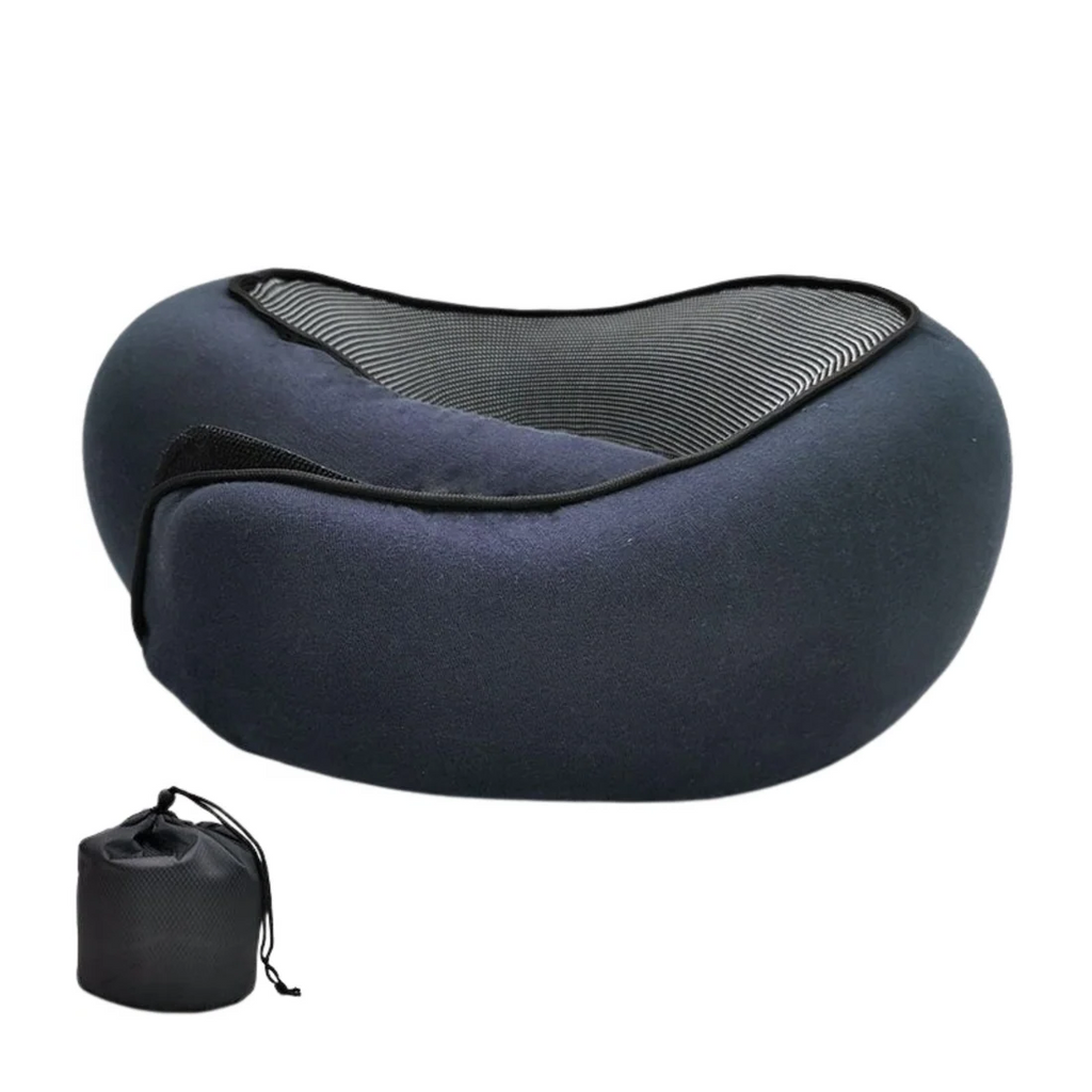 Premium Travel Neck Support Pillow with Snap Closure and Sleep Accessories Kit