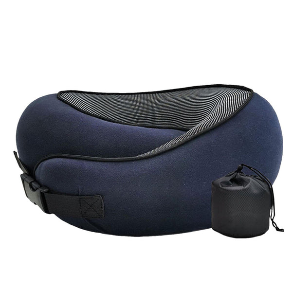 Premium Travel Neck Support Pillow with Snap Closure and Sleep Accessories Kit