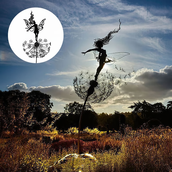 Dandelion Fairy Steel Garden Sculpture with Rust-Resistant Coating