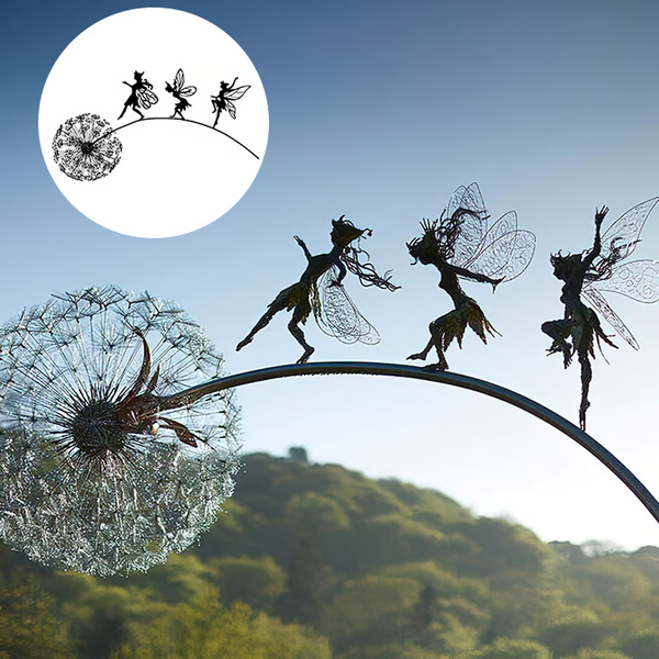 Dandelion Fairy Steel Garden Sculpture with Rust-Resistant Coating