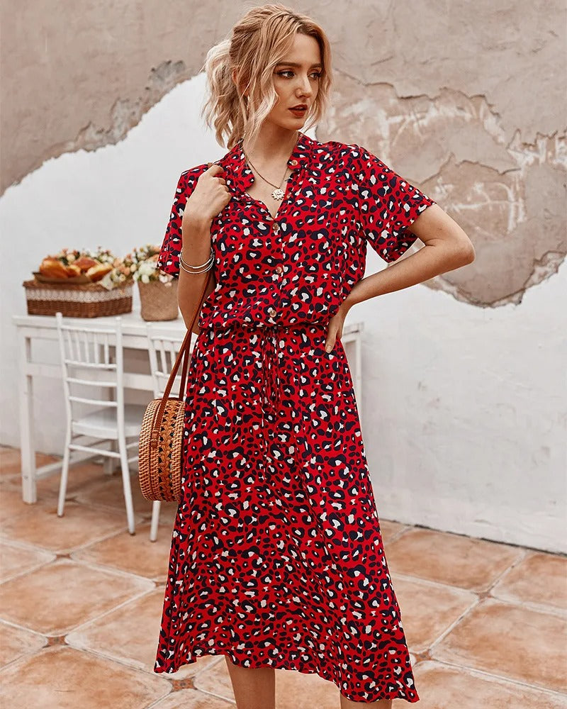 Elowen Printed Midi Dress for Women Lightweight Summer Casual Dress