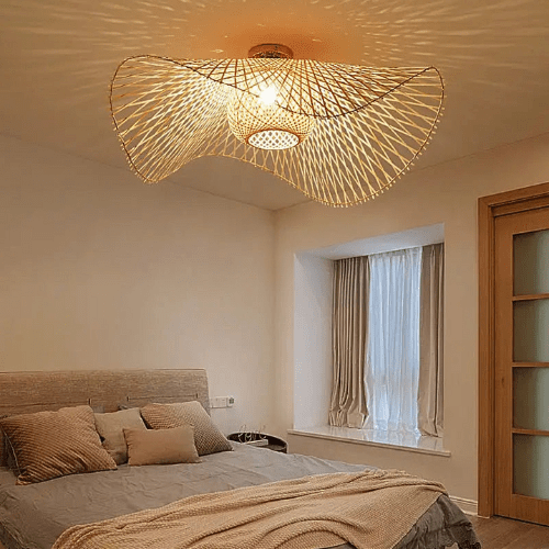 Natora Zen Bamboo Rattan Ceiling Light Japanese Natural Style