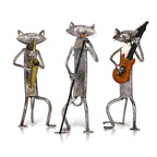 MelodyPaws Cat Guitar Sculpture | Decorative Metal Cat Figurine