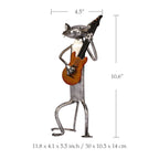 MelodyPaws Cat Guitar Sculpture | Decorative Metal Cat Figurine